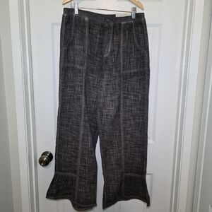 Soft Surroundings Raliegh Gauze Brown Ruffle Pants Womens Sz PL